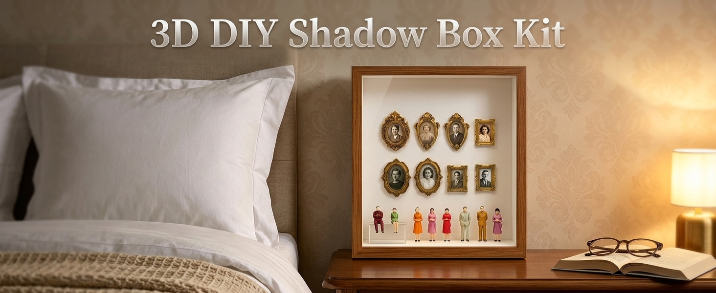 HASTHIP DIY Shadow Box Frame Kit with Movable Mini Frames for Personalized Photo Displays