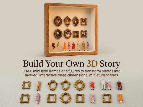 HASTHIP DIY Shadow Box Frame Kit with Movable Mini Frames for Personalized Photo Displays