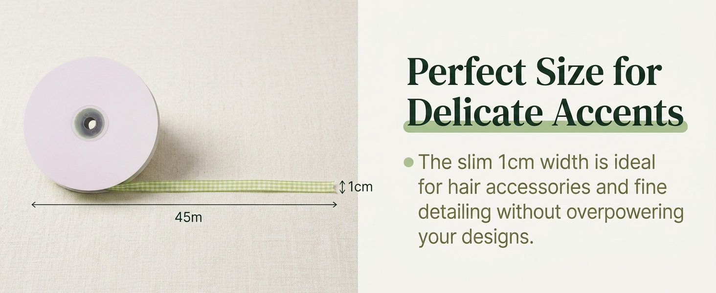 HASTHIP Sage Green Gingham Ribbon Set for Crafts, Gifts and Decorative Wrapping in Polyester