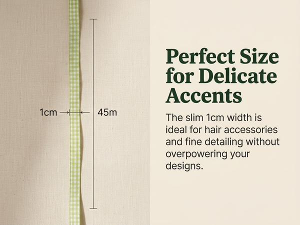 HASTHIP Sage Green Gingham Ribbon Set for Crafts, Gifts and Decorative Wrapping in Polyester