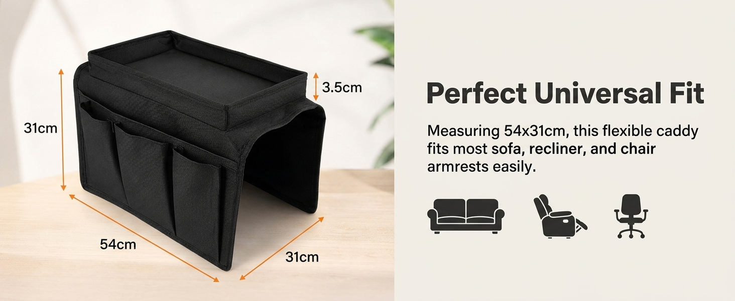 HASTHIP Oxford Sofa Armrest Caddy Organizer with Top Tray With Top Tray, Wear Resistant