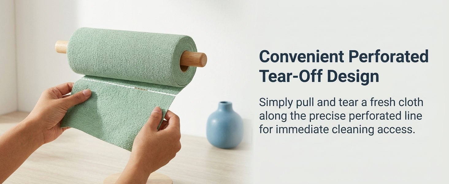HASTHIP 20 Pcs Microfiber Cleaning Cloth Roll, Reusable Perforated Towels for Home, Kitchen and Car