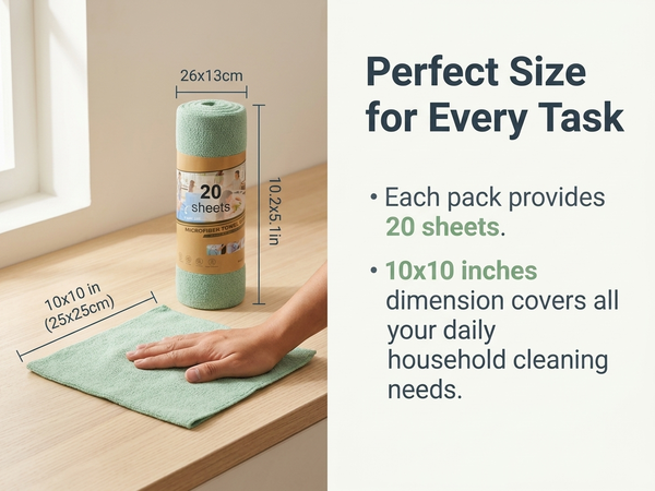 HASTHIP 20 Pcs Microfiber Cleaning Cloth Roll, Reusable Perforated Towels for Home, Kitchen and Car