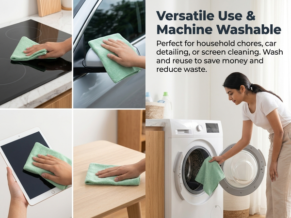 HASTHIP 20 Pcs Microfiber Cleaning Cloth Roll, Reusable Perforated Towels for Home, Kitchen and Car