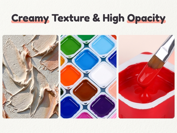 HASTHIP 24-Color Gouache Paint Set with 30 ml Jelly Cups and Portable Hard Case for Art Students