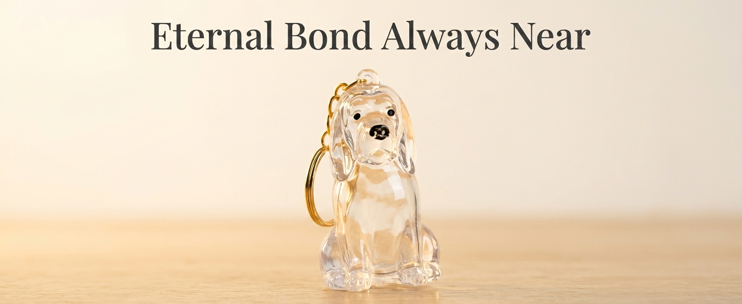 Qpets Dog Fur Keepsake Pendant in Clear Plastic with Secure Metal Ring Clasp for Daily Carry