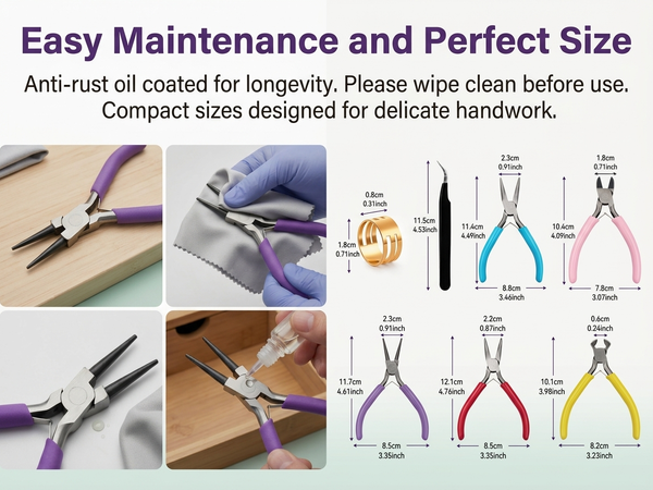 HASTHIP 7pcs Jewelry Pliers Set with Comfortable Grips for Beading and Wire Crafting Projects