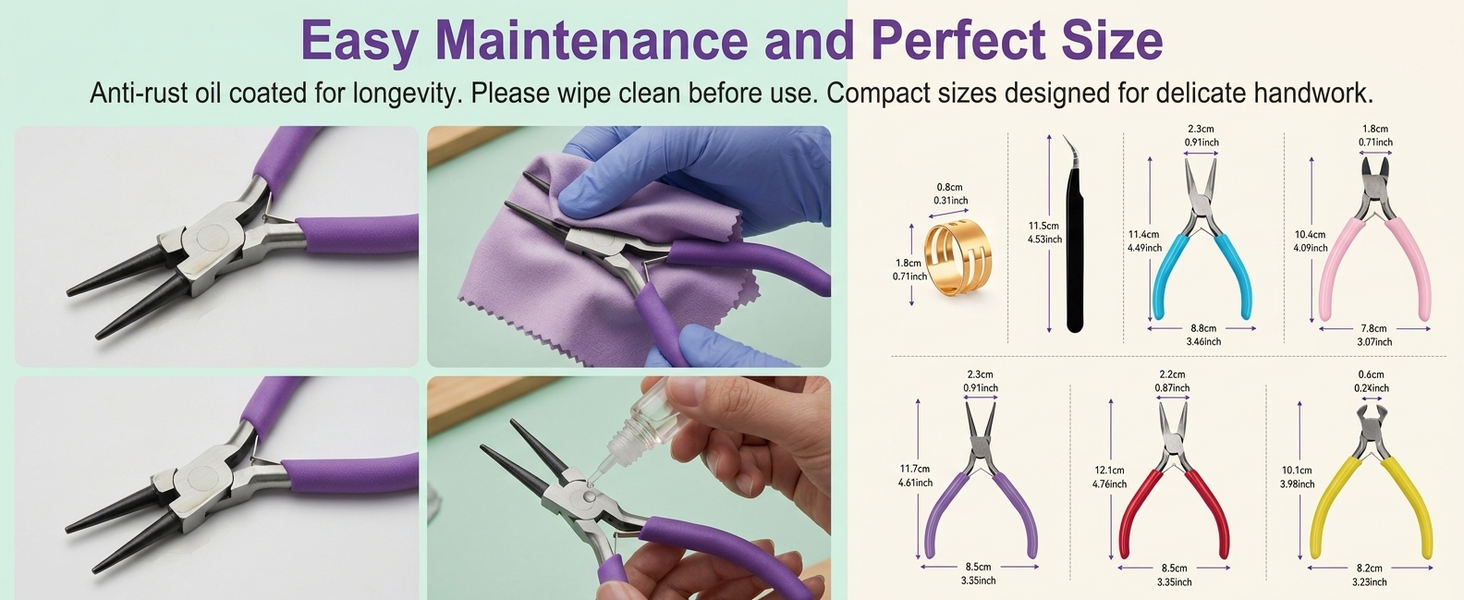 HASTHIP 7pcs Jewelry Pliers Set with Comfortable Grips for Beading and Wire Crafting Projects