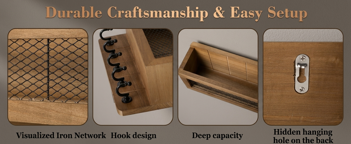 HASTHIP Entryway Key Holder, Vintage 6-Hook Wall Rack, 13x6.7 Inches Organize Daily Keys
