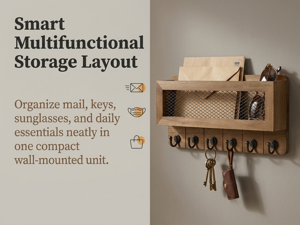 HASTHIP Entryway Key Holder, Vintage 6-Hook Wall Rack, 13x6.7 Inches Organize Daily Keys