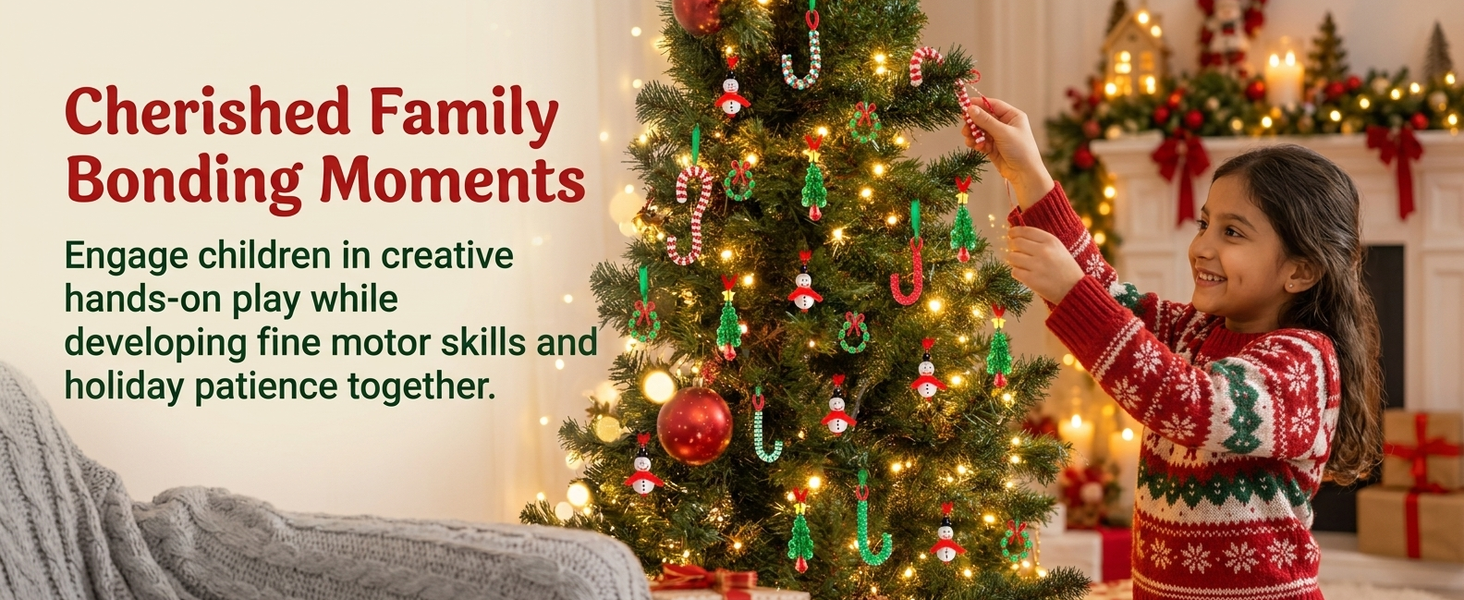 HASTHIP 40-Piece Christmas Beaded Ornament Craft Kit with Step-by-Step Guide for Group DIY