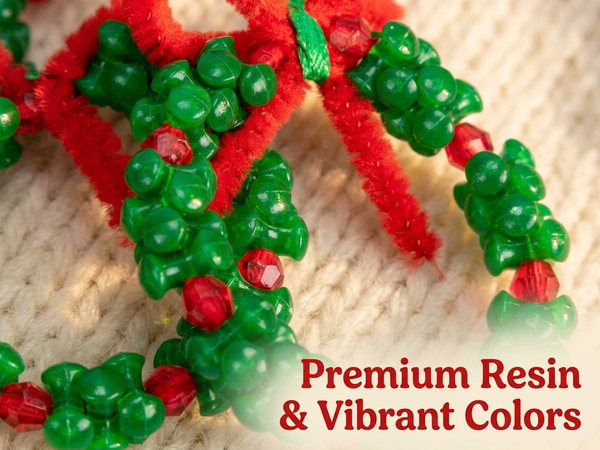 HASTHIP 40-Piece Christmas Beaded Ornament Craft Kit with Step-by-Step Guide for Group DIY