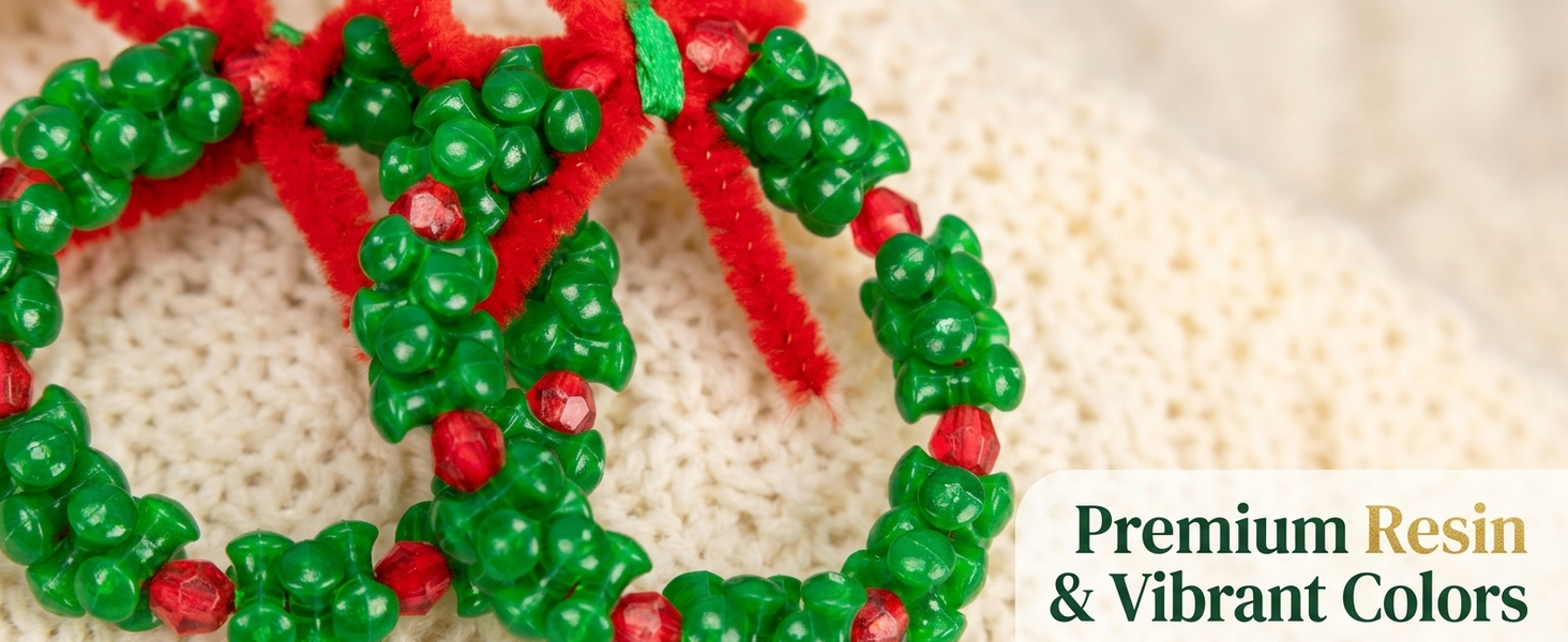 HASTHIP 40-Piece Christmas Beaded Ornament Craft Kit with Step-by-Step Guide for Group DIY