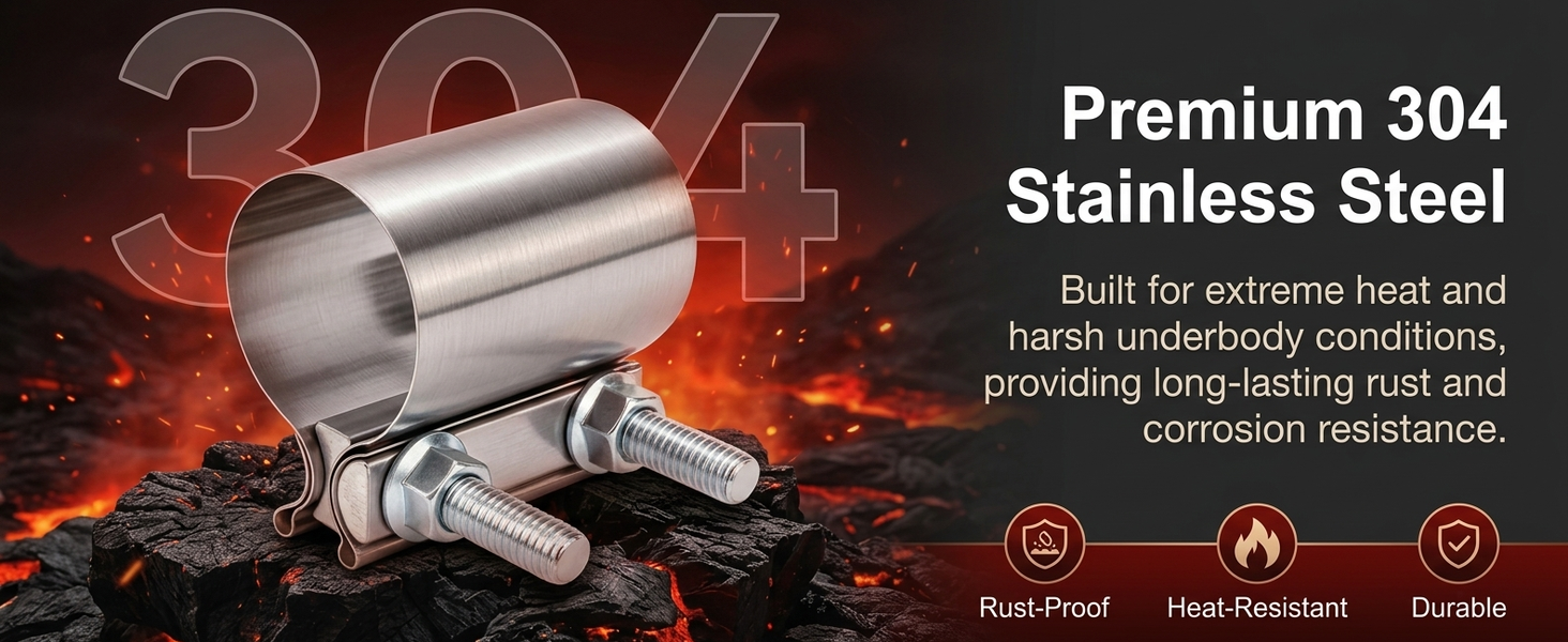 HASTHIP 2.0 Inch Stainless Steel Butt Joint Band Exhaust Clamp for Bolt-On Pipe Repairs
