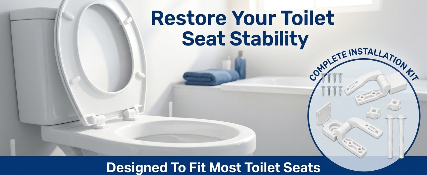 HASTHIP Toilet Seat Replacement Hinges, White Plastic DIY Kit with Bolts, Screws and Nuts