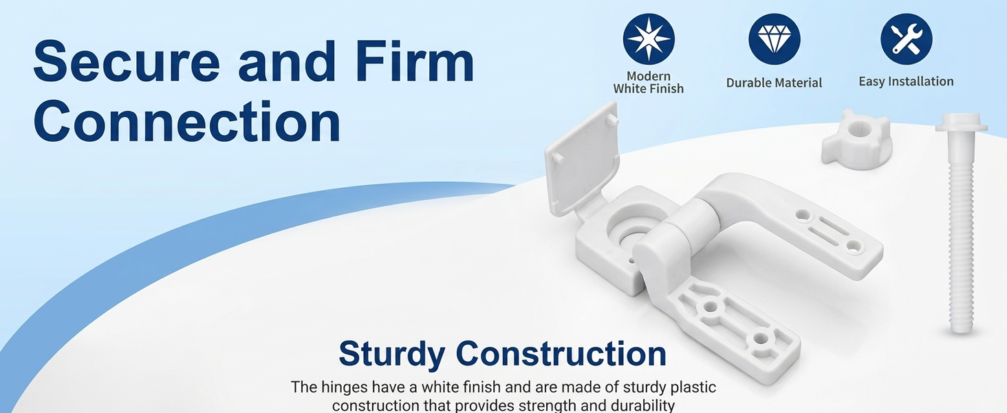 HASTHIP Toilet Seat Replacement Hinges, White Plastic DIY Kit with Bolts, Screws and Nuts