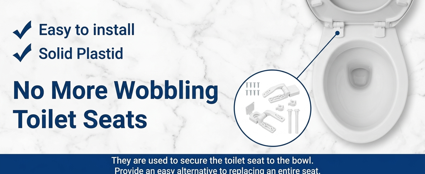 HASTHIP Toilet Seat Replacement Hinges, White Plastic DIY Kit with Bolts, Screws and Nuts
