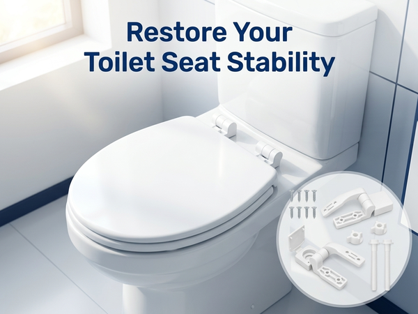 HASTHIP Toilet Seat Replacement Hinges, White Plastic DIY Kit with Bolts, Screws and Nuts