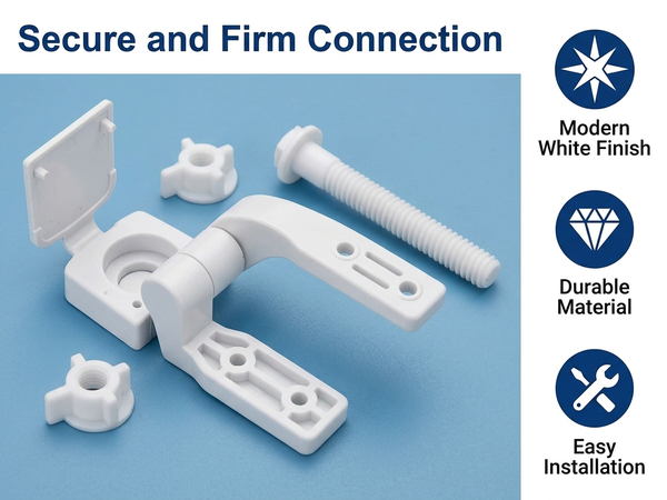 HASTHIP Toilet Seat Replacement Hinges, White Plastic DIY Kit with Bolts, Screws and Nuts