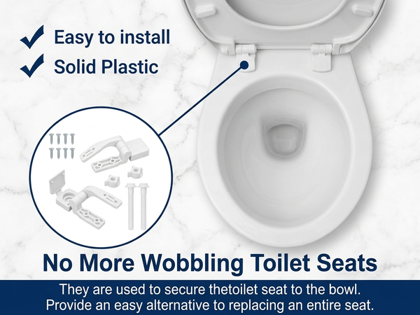 HASTHIP Toilet Seat Replacement Hinges, White Plastic DIY Kit with Bolts, Screws and Nuts
