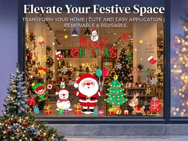 HASTHIP Christmas Window Clings, Large Double-Sided PVC Decals for Reusable Holiday Glass Decor