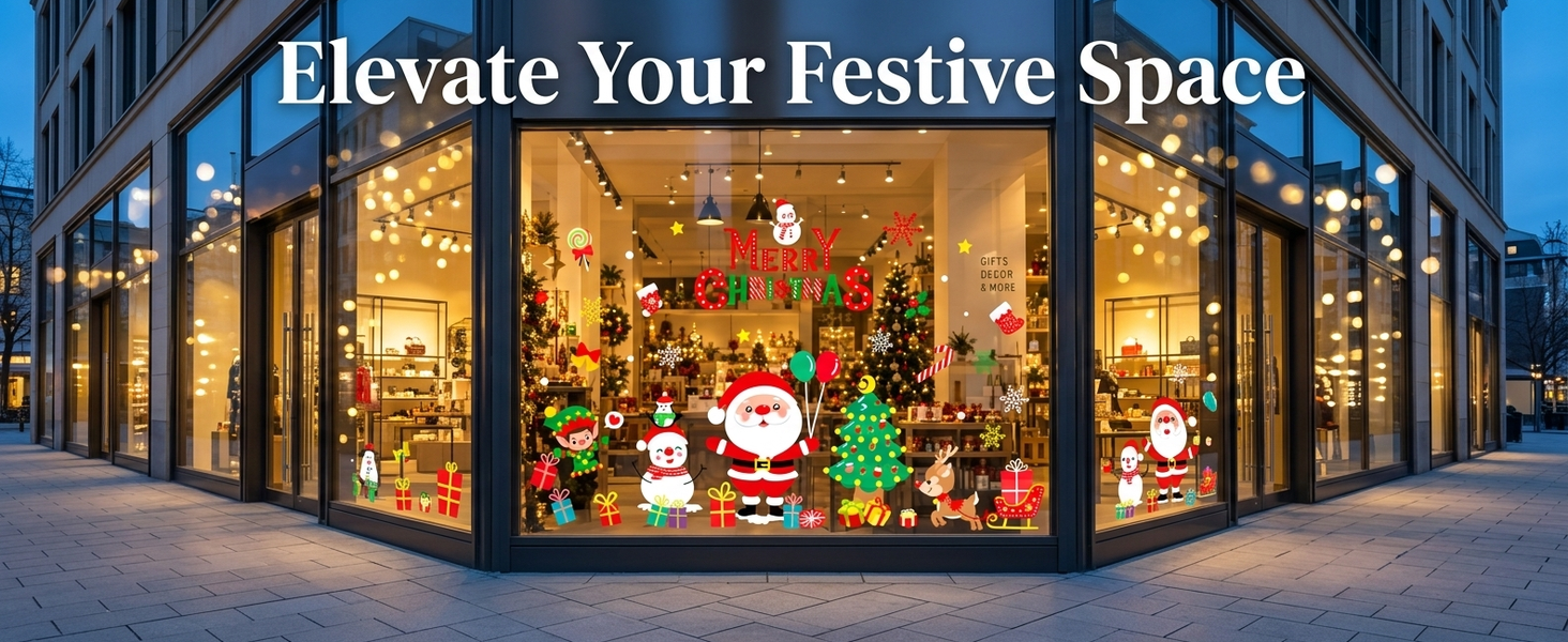 HASTHIP Christmas Window Clings, Large Double-Sided PVC Decals for Reusable Holiday Glass Decor