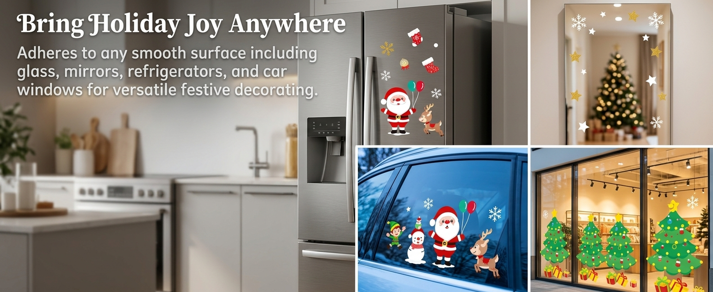 HASTHIP Christmas Window Clings, Large Double-Sided PVC Decals for Reusable Holiday Glass Decor