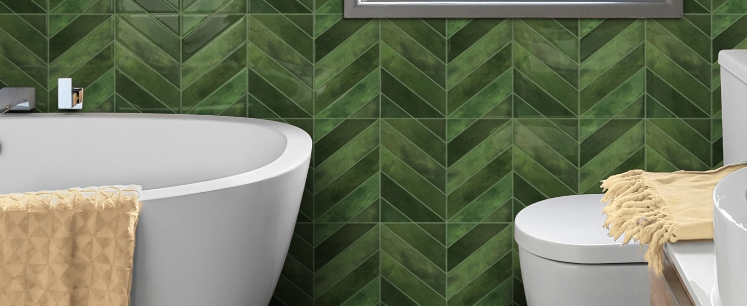 HASTHIP 10-Piece Herringbone Peel-and-Stick Backsplash Tiles, 2.5mm Thick, 12.6"×9.7"