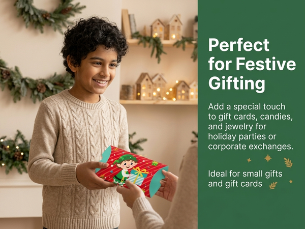 HASTHIP 36-Piece Christmas Pillow Boxes with Holographic Paper and 66 Feet of Gold Twine