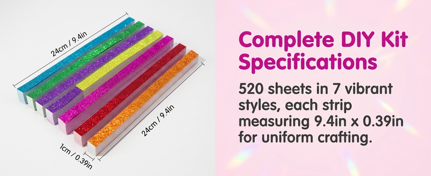 HASTHIP 520 Origami Star Paper Strips in 7 Flash Diamond Colors for DIY Crafts and Decor