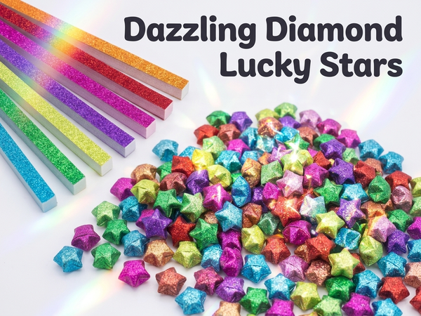 HASTHIP 520 Origami Star Paper Strips in 7 Flash Diamond Colors for DIY Crafts and Decor