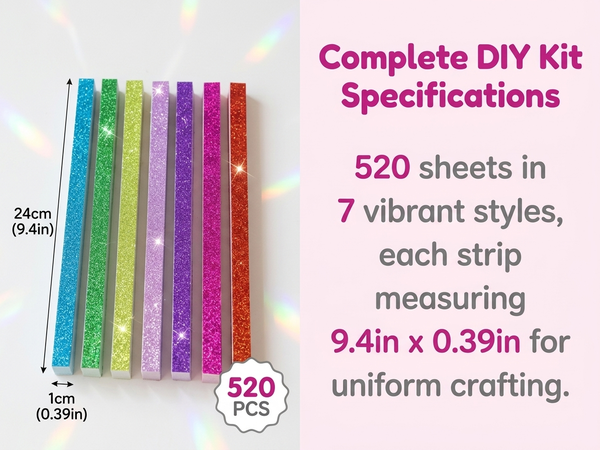 HASTHIP 520 Origami Star Paper Strips in 7 Flash Diamond Colors for DIY Crafts and Decor