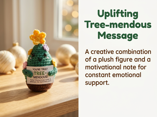HASTHIP Handmade Cotton Crochet Christmas Tree Figurine with Treemendous Message Card Gift for Teachers