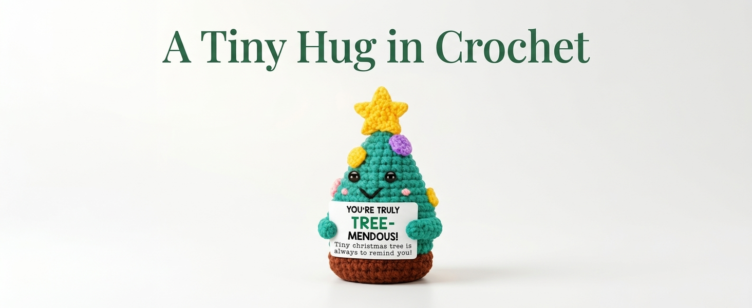 HASTHIP Handmade Cotton Crochet Christmas Tree Figurine with Treemendous Message Card Gift for Teachers