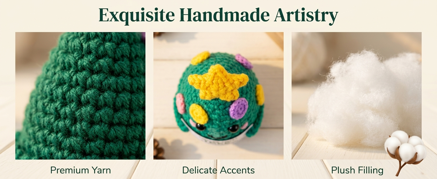 HASTHIP Handmade Cotton Crochet Christmas Tree Figurine with Treemendous Message Card Gift for Teachers