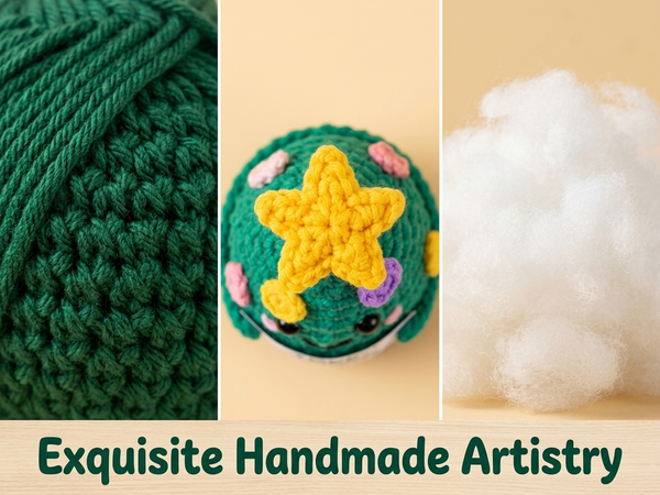 HASTHIP Handmade Cotton Crochet Christmas Tree Figurine with Treemendous Message Card Gift for Teachers