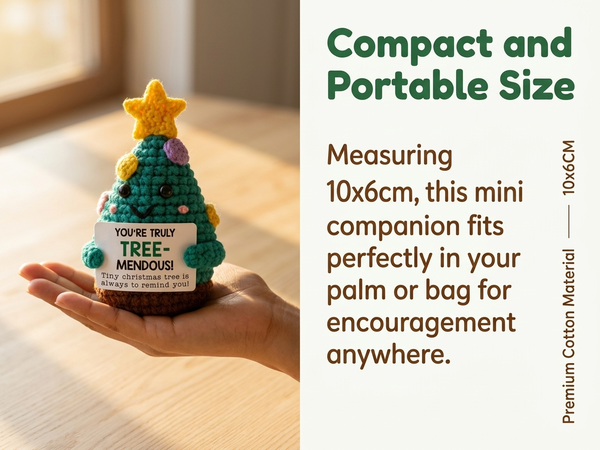 HASTHIP Handmade Cotton Crochet Christmas Tree Figurine with Treemendous Message Card Gift for Teachers