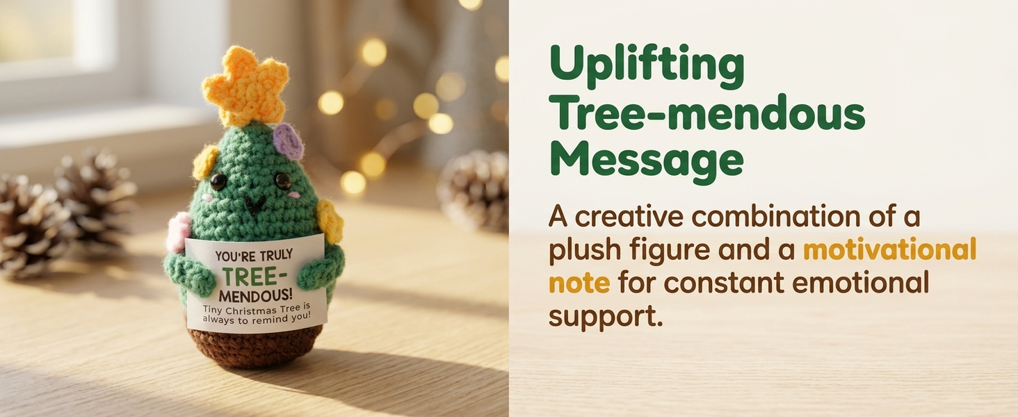 HASTHIP Handmade Cotton Crochet Christmas Tree Figurine with Treemendous Message Card Gift for Teachers