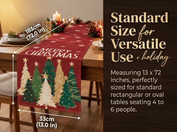 HASTHIP Christmas Table Runner with Red-and-Green Plaid, Snowflake Print and Slip-Resistant Linen Texture