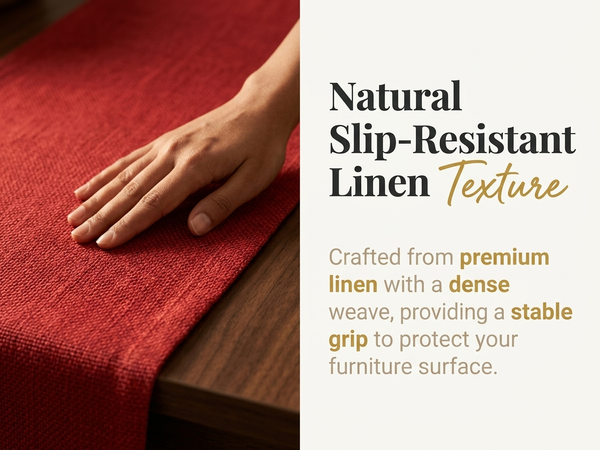 HASTHIP Christmas Table Runner with Red-and-Green Plaid, Snowflake Print and Slip-Resistant Linen Texture