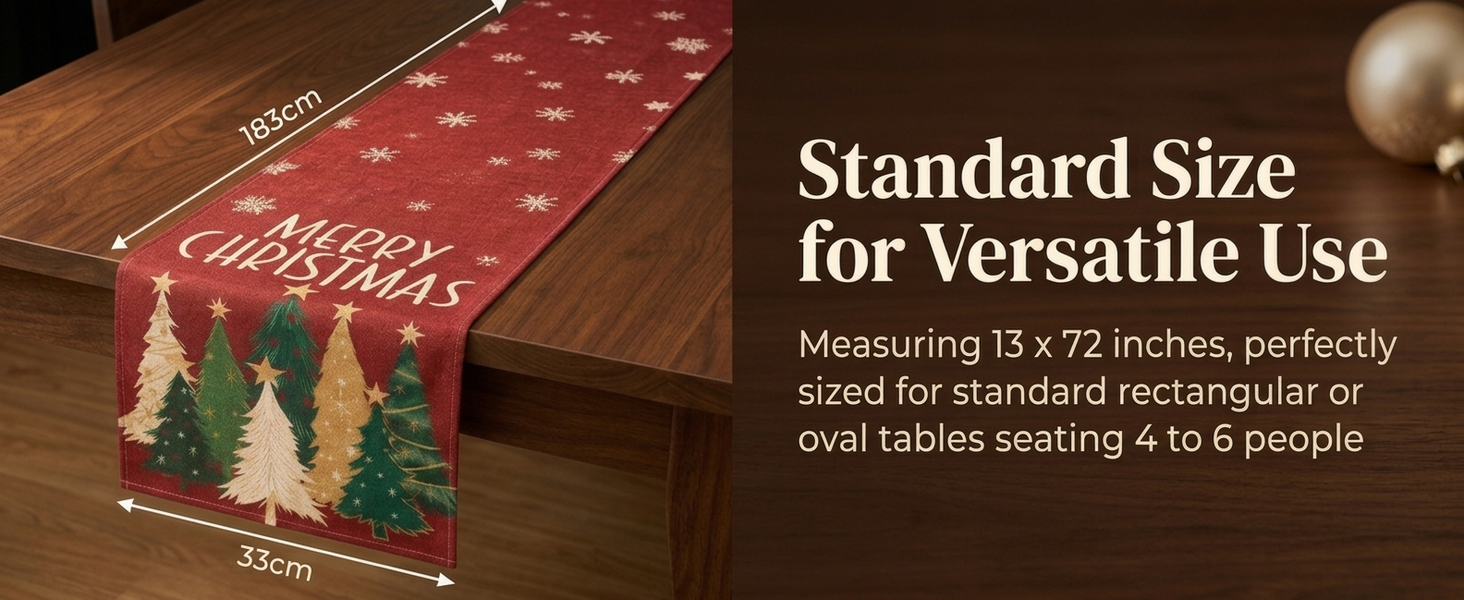HASTHIP Christmas Table Runner with Red-and-Green Plaid, Snowflake Print and Slip-Resistant Linen Texture
