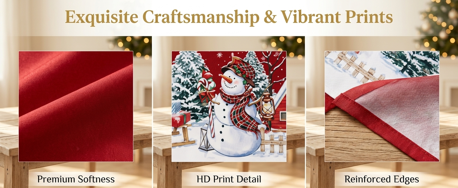 HASTHIP Christmas Tablecloth, 100D Polyester Snowman Pattern, 60 by 90 Inches, 6-Seater Fit