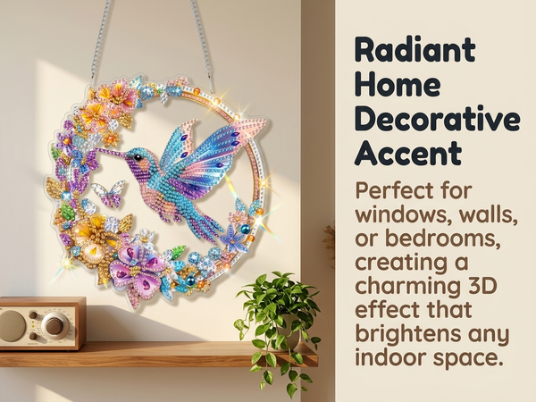 HASTHIP Bird Diamond Art DIY Suncatcher Pendant with Acrylic Board and Crystal Gems for Windows