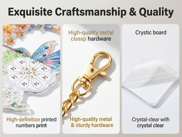 HASTHIP Bird Diamond Art DIY Suncatcher Pendant with Acrylic Board and Crystal Gems for Windows