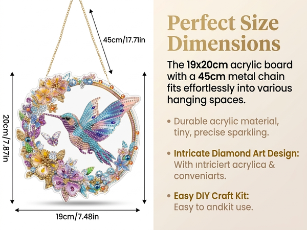 HASTHIP Bird Diamond Art DIY Suncatcher Pendant with Acrylic Board and Crystal Gems for Windows