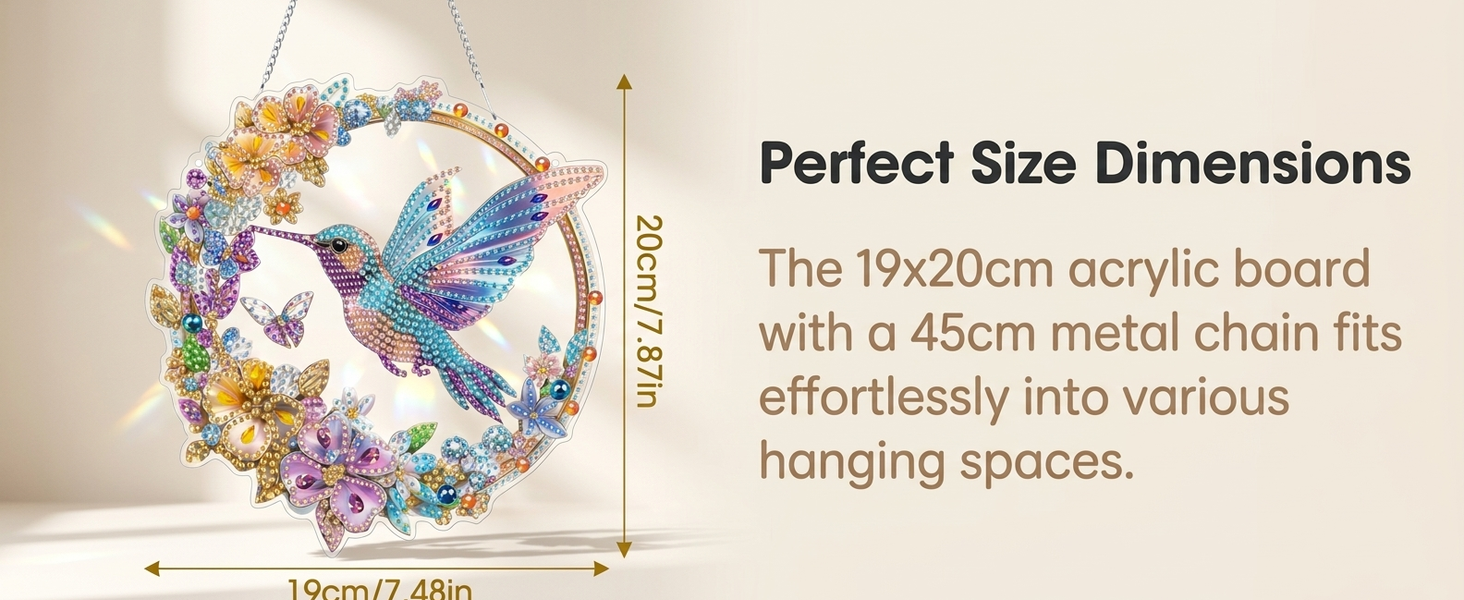 HASTHIP Bird Diamond Art DIY Suncatcher Pendant with Acrylic Board and Crystal Gems for Windows