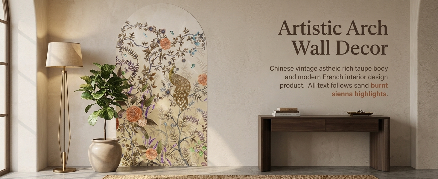 HASTHIP Peel-and-Stick Arch Wall Mural, Reusable Peacock-Inspired Decor, 80 by 160 cm