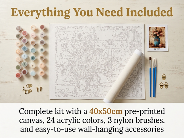 HASTHIP Paint by Number Kit for Adults, 40x50 cm Canvas with Acrylic Paints and Brushes