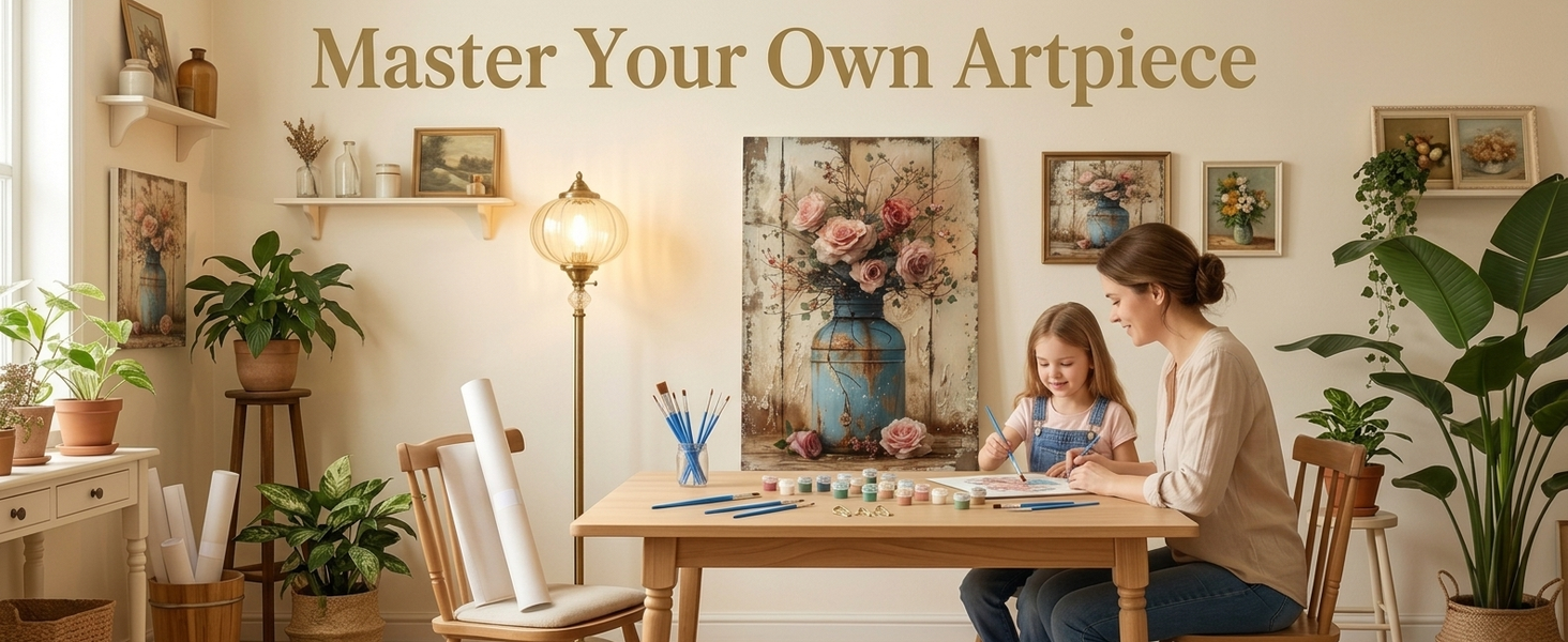 HASTHIP Paint by Number Kit for Adults, 40x50 cm Canvas with Acrylic Paints and Brushes