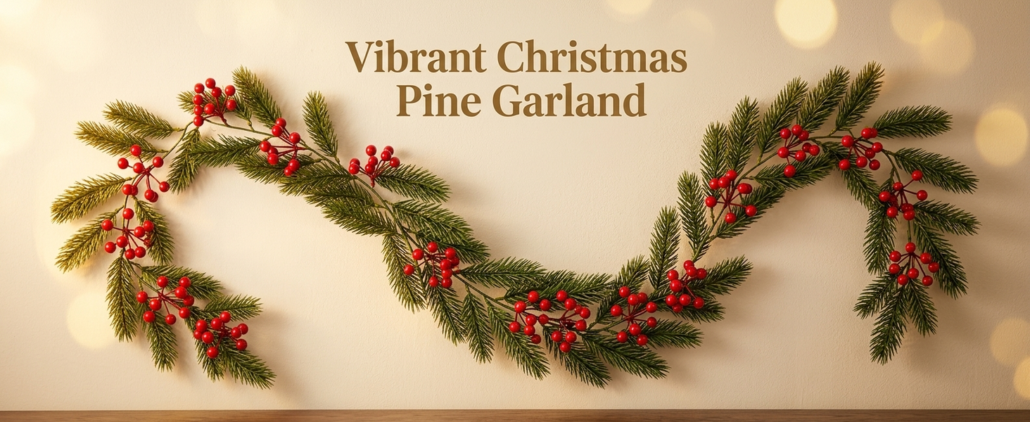 HASTHIP 5.9ft Artificial Pine Christmas Garland with Pine Cones, Flexible Vine and Hanging Rings